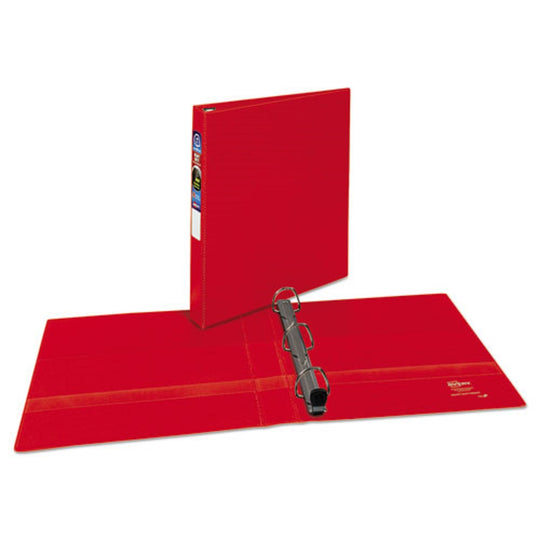 HEAVY-DUTY NON-VIEW BINDER W/ DURAHINGE & ONE TOUCH EZD RINGS - RED