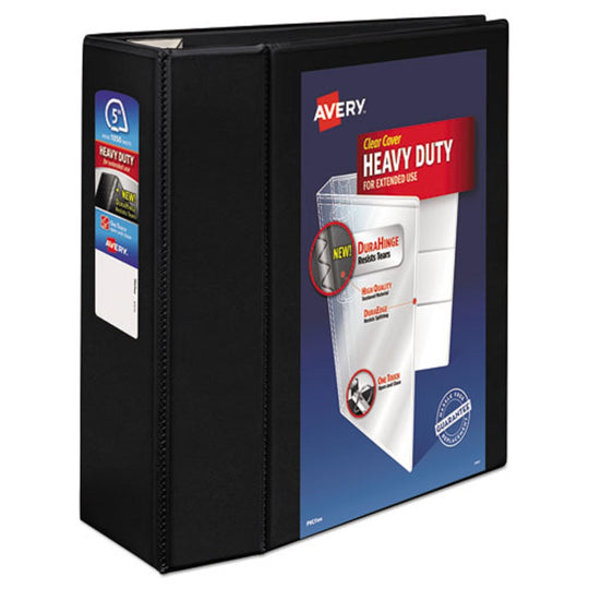 HEAVY-DUTY VIEW BINDER W/ DURAHINGE & LOCKING ONE TOUCH EZD RINGS - BLACK