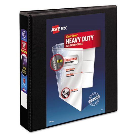 HEAVY-DUTY VIEW BINDER W/ DURAHINGE & ONE TOUCH EZD RINGS - BLACK