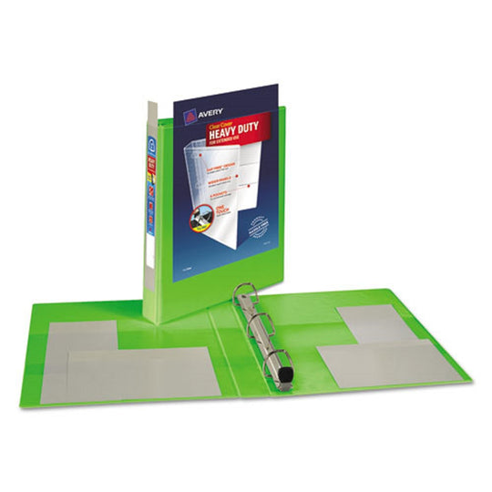 HEAVY-DUTY VIEW BINDER W/ DURAHINGE & ONE TOUCH EZD RINGS - CHARTREUSE