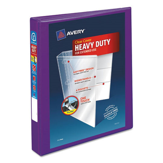 HEAVY-DUTY VIEW BINDER W/ DURAHINGE & ONE TOUCH EZD RINGS - PURPLE