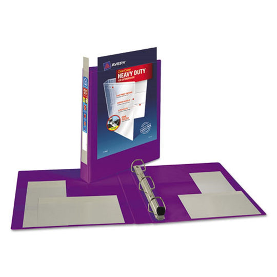 HEAVY-DUTY VIEW BINDER W/ DURAHINGE & ONE TOUCH EZD RINGS - PURPLE