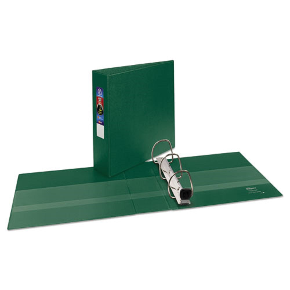 HEAVY-DUTY NON-VIEW BINDER W/ DURAHINGE & LOCKING ONE TOUCH EZD RINGS - GREEN