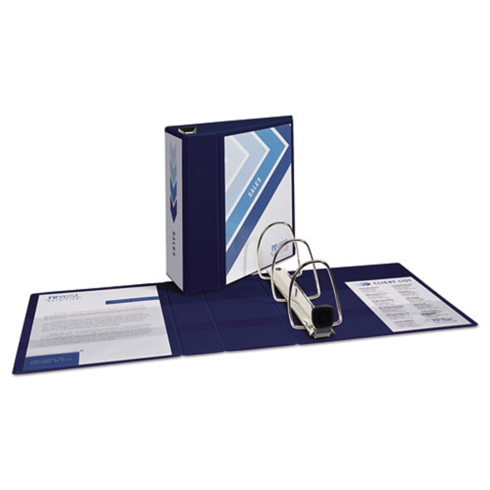 HEAVY-DUTY VIEW BINDER W/ DURAHINGE & LOCKING ONE TOUCH EZD RINGS - NAVY BLUE