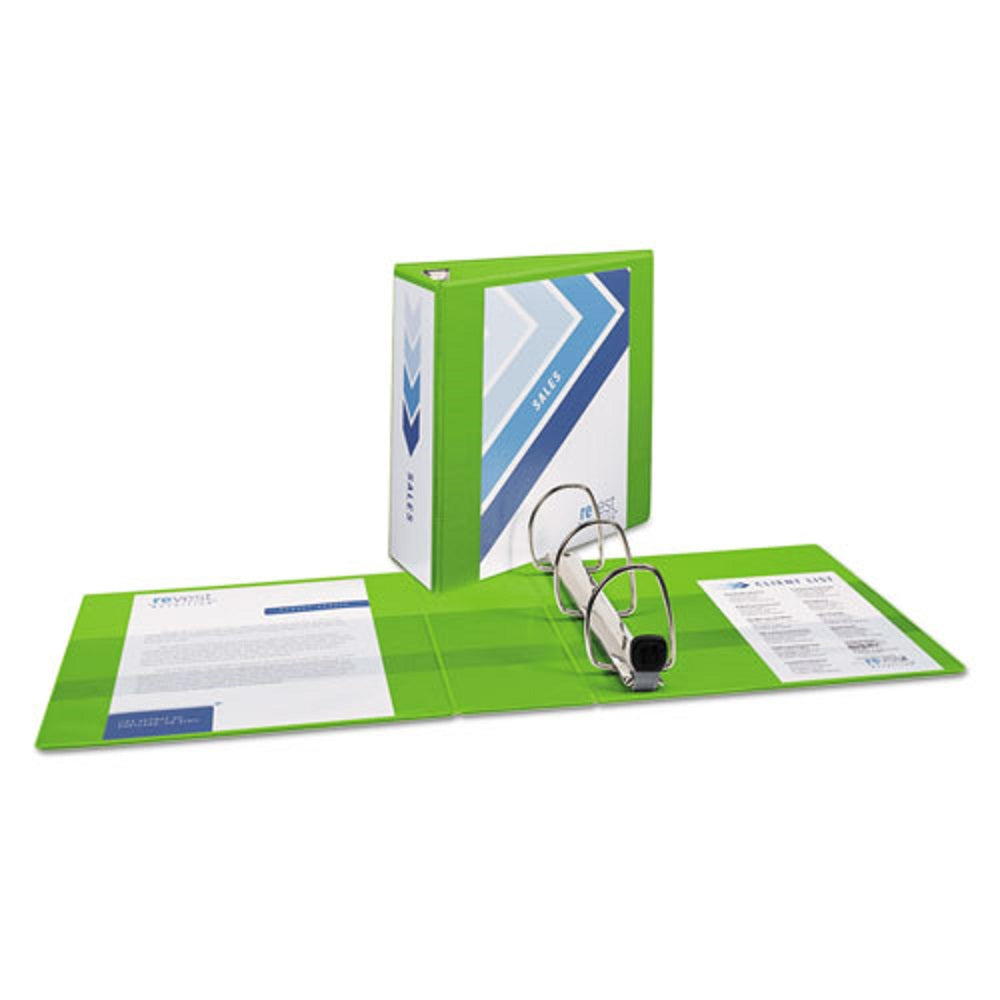 HEAVY-DUTY VIEW BINDER W/ DURAHINGE & LOCKING ONE TOUCH EZD RINGS - CHARTREUSE