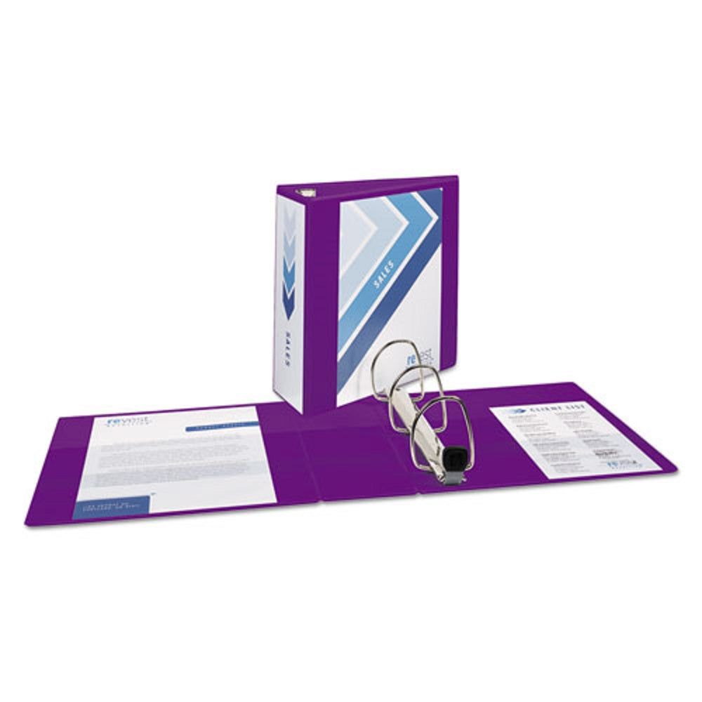 HEAVY-DUTY VIEW BINDER W/ DURAHINGE & LOCKING ONE TOUCH EZD RINGS - PURPLE