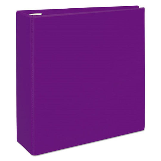 HEAVY-DUTY VIEW BINDER W/ DURAHINGE & LOCKING ONE TOUCH EZD RINGS - PURPLE