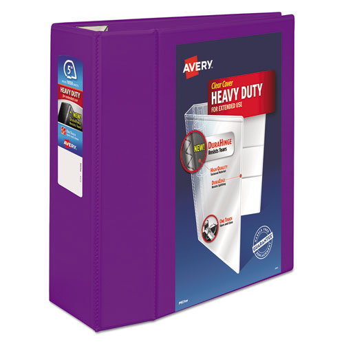 HEAVY-DUTY VIEW BINDER W/ DURAHINGE & LOCKING ONE TOUCH EZD RINGS - PURPLE