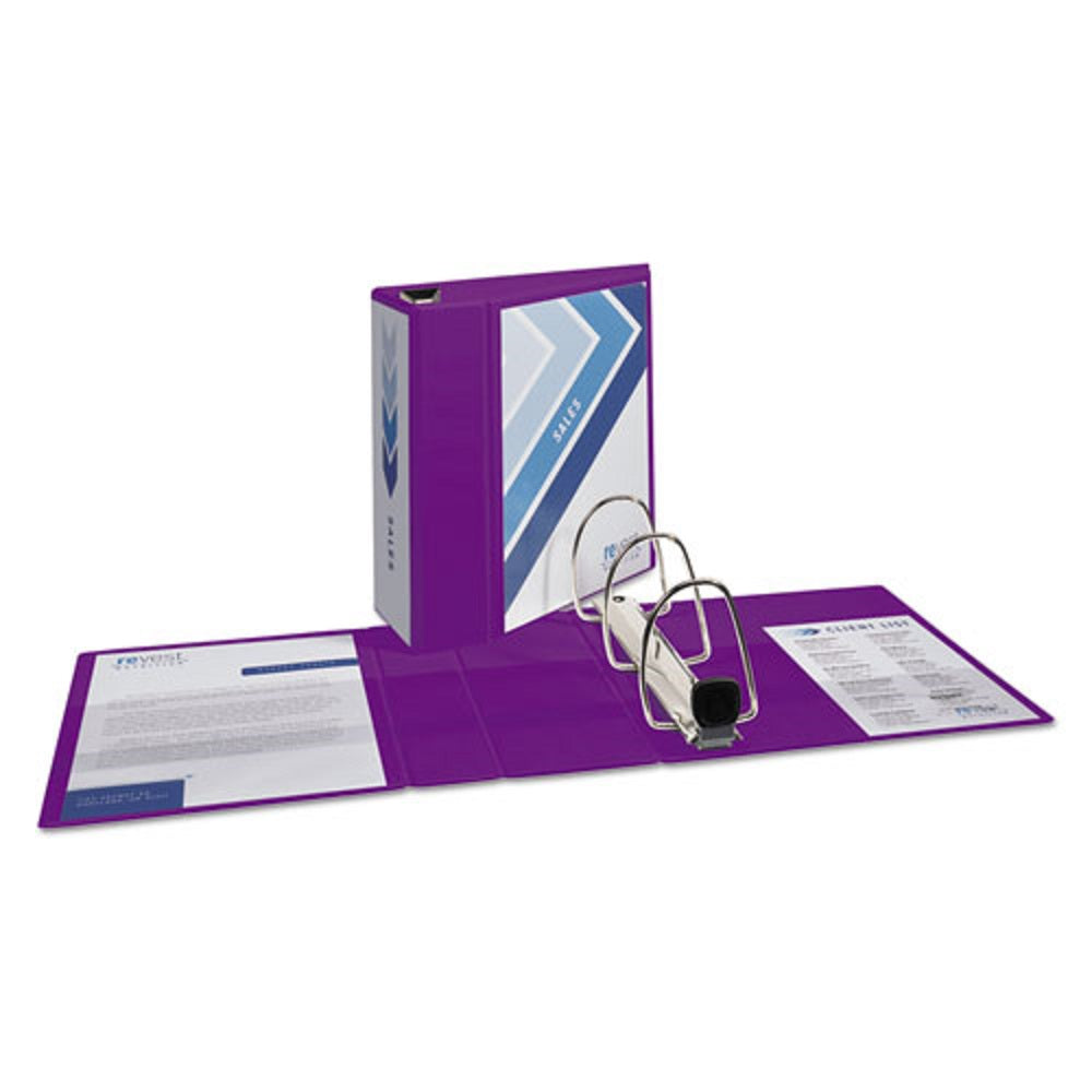 HEAVY-DUTY VIEW BINDER W/ DURAHINGE & LOCKING ONE TOUCH EZD RINGS - PURPLE