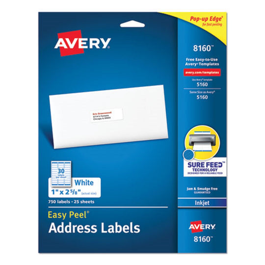 AVERY EASY PEEL ADDRESS LABELS w/SURE FEED DECHNOLOGY