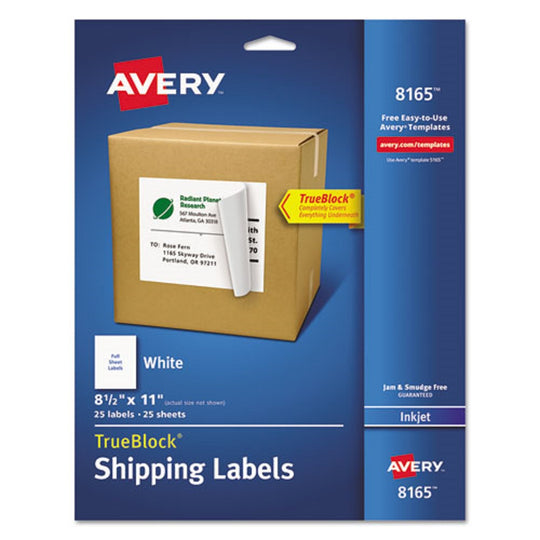 SHIPPING LABELS W/ TRUEBLOCK TECHNOLOGY, INKJET PRINTERS - WHITE