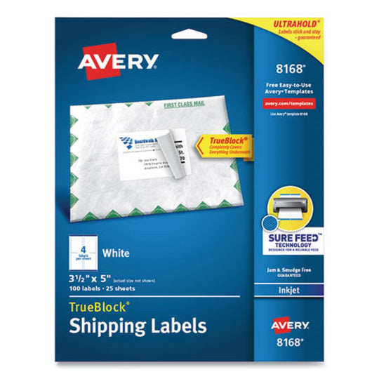 SHIPPING LABELS W/ TRUEBLOCK TECHNOLOGY, INKJET PRINTERS - WHITE