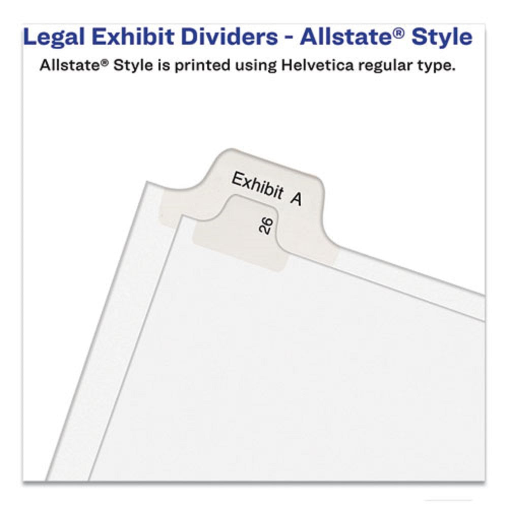 PREPRINTED LEGAL EXHIBIT SIDE TAB INDEX DIVIDERS, ALLSTATE STYLE - WHITE