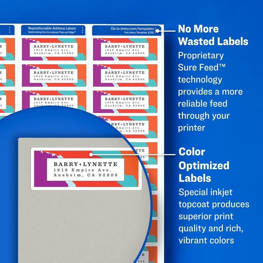 VIBRANT INKJET COLOR PRINT LABELS W/ SURE FEED - MATTE WHITE