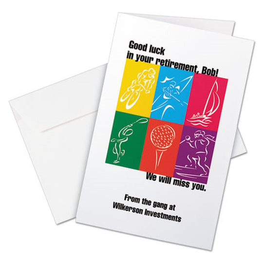 HALF-FOLD GREETING CARDS W/ MATCHING ENVELOPES, INKJET - MATTE WHITE