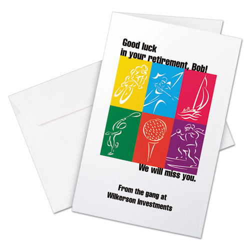 HALF-FOLD GREETING CARDS W/ MATCHING ENVELOPES, INKJET - MATTE WHITE