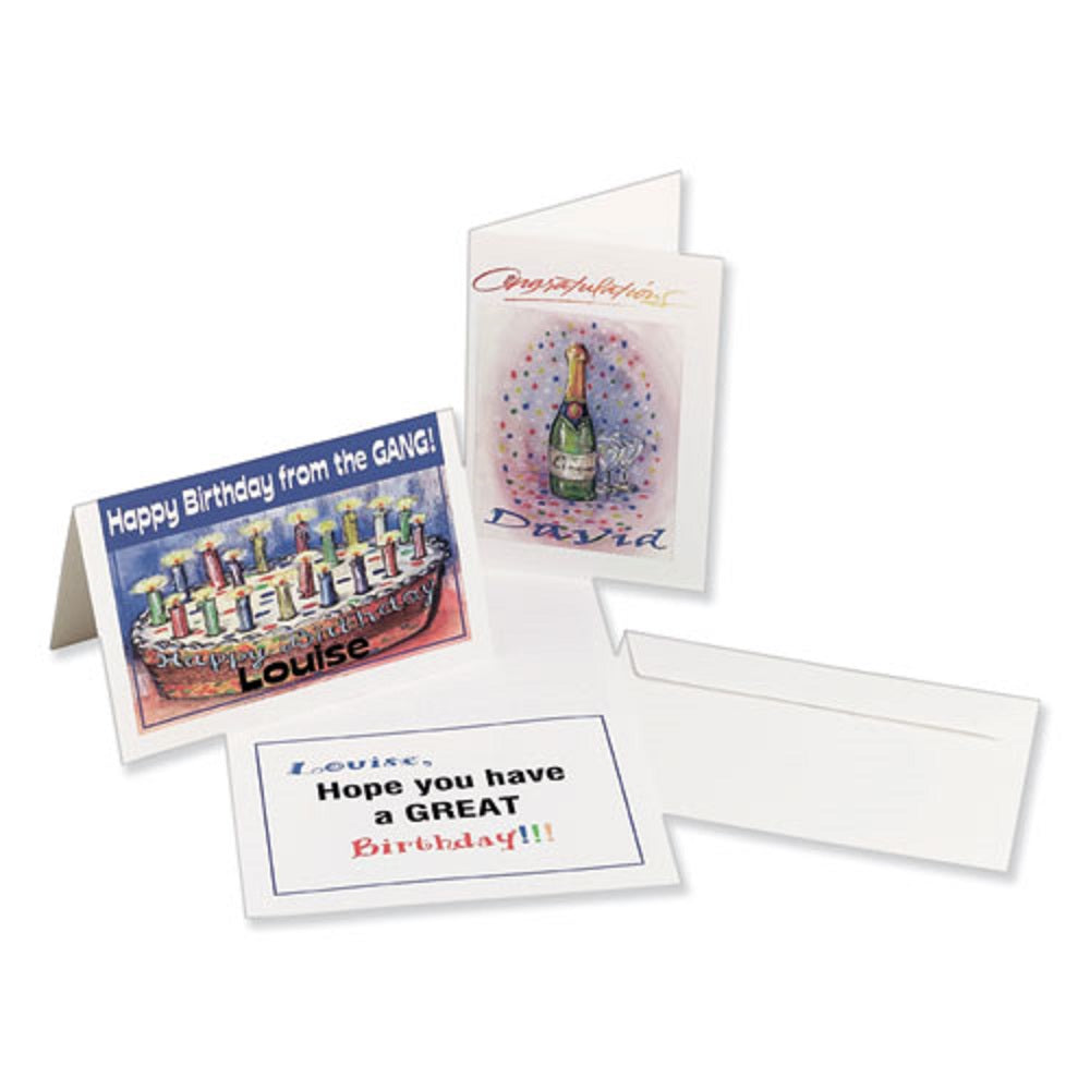 HALF-FOLD GREETING CARDS W/ MATCHING ENVELOPES, INKJET - MATTE WHITE