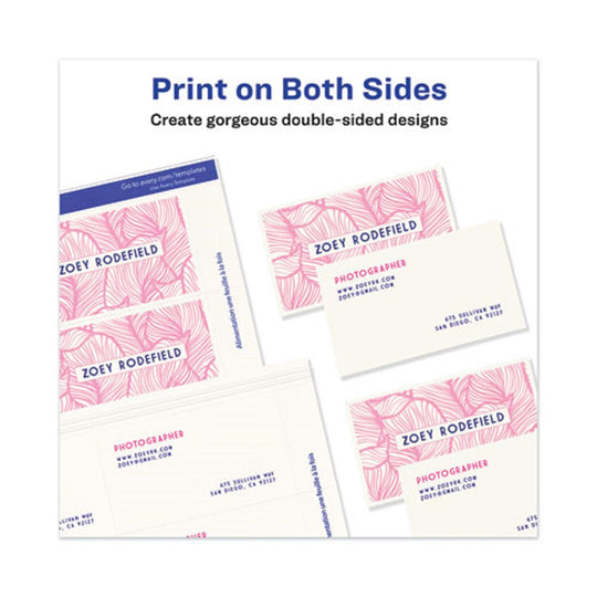 PRINTABLE MICROPERFORATED BUSINESS CARDS W/ SURE FEED TECHNOLOGY, INKJET - IVORY