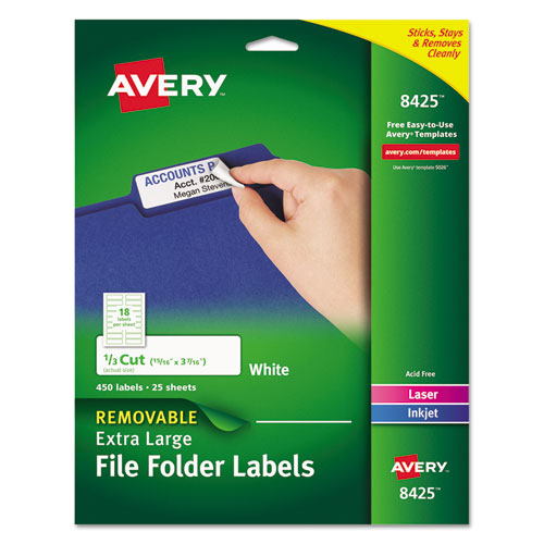 REMOVABLE FILE FOLDER LABELS W/ SURE FEED TECHNOLOGY - WHITE