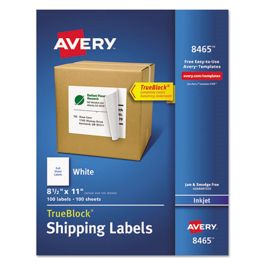 SHIPPING LABELS W/ TRUE BLOCK TECHNOLOGY, INKJET PRINTERS - WHITE