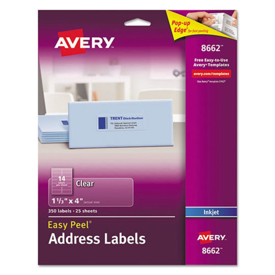 EASY PEEL MAILING LABELS W/ SURE FEED TECHNOLOGY, INKJET PRINTER - MATTE CLEAR