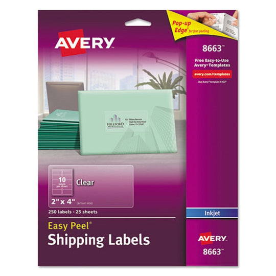 EASY PEEL MAILING LABELS W/ SURE FEED TECHNOLOGY, INKJET PRINTERS - MATTE CLEAR