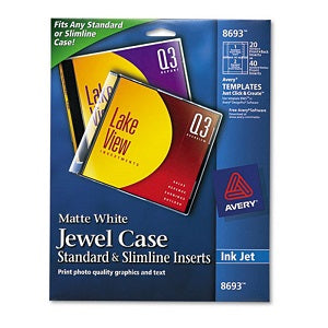 INKJET CD/ DVD JEWEL CASE INSERTS - MATTE WHITE