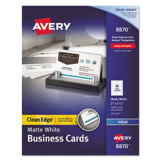 TRUE PRINT CLEAN EDGE BUSINESS CARDS, INKJET - WHITE