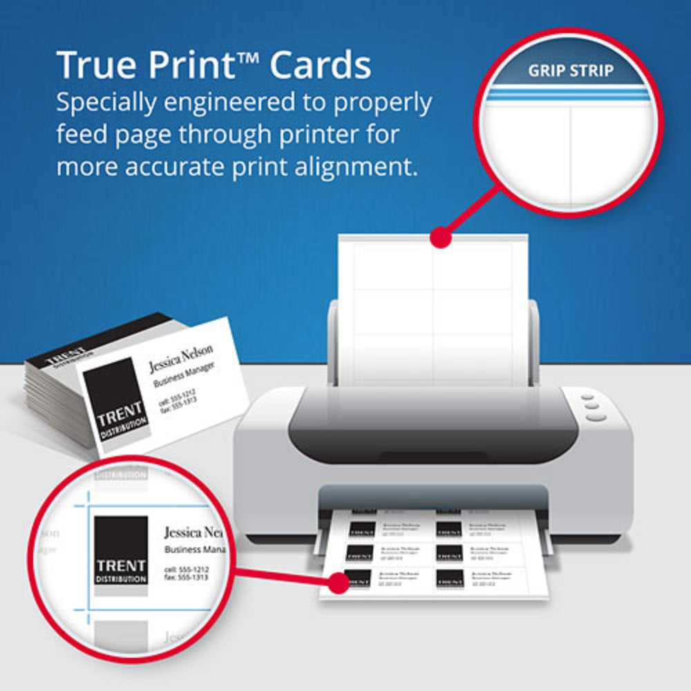 TRUE PRINT CLEAN EDGE BUSINESS CARDS, INKJET - WHITE