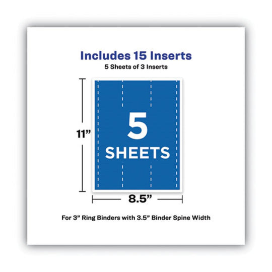 BINDER SPINE INSERTS - 3" SPINE WIDTH - 5/ PACK