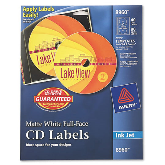 INKJET FULL-FACE CD LABELS - MATTE WHITE