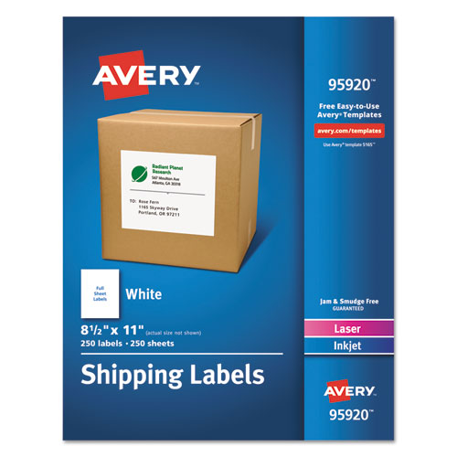 WHITE SHIPPING LABELS-BULK PACKS, INKJET/LASER PRINTERS