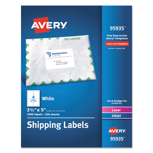 SHIPPING LABELS BULK PACKS, INKJET/ LASER PRINTERS - WHITE