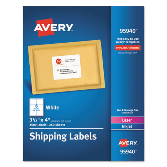 SHIPPING LABELS BULK PACKS, INKJET/ LASER PRINTERS - WHITE