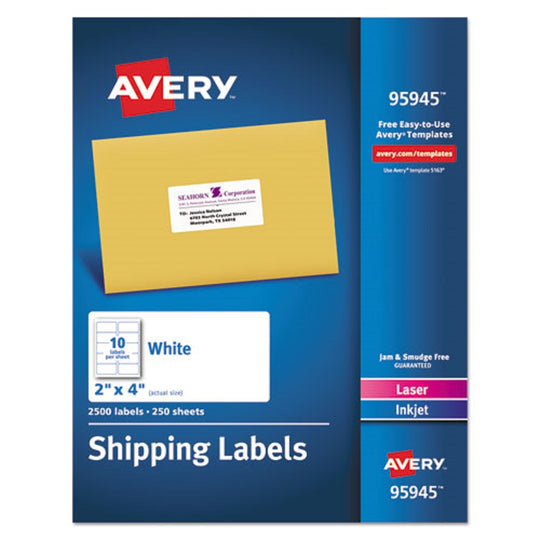 SHIPPING LABELS-BULK PACKS, INKJET/LASER PRINTERS - WHITE