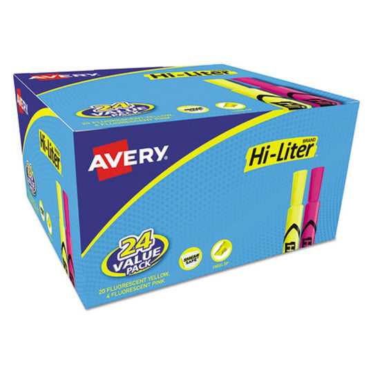 AVERY HI-LITER DESK STYLE HIGHLIGHTERS - SMEARSAFE