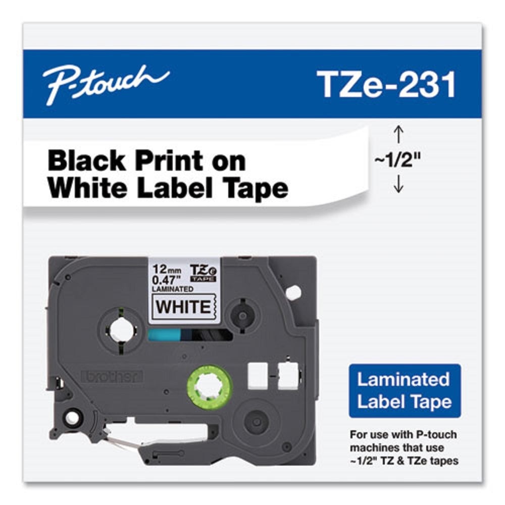 TZe STANDARD ADHESIVE LAMINATED LABELING TAPES - BLACK on WHITE