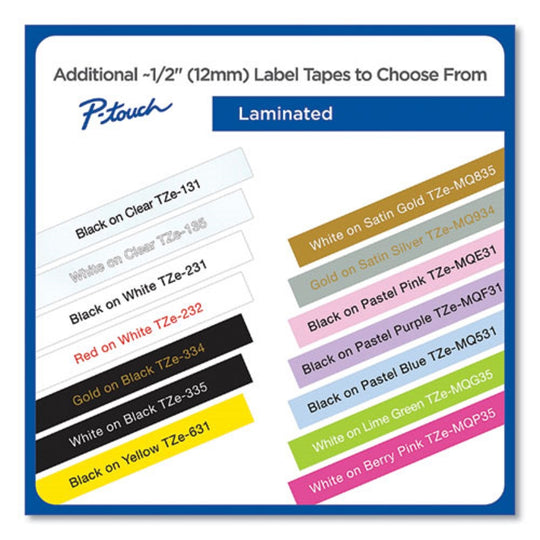 TZe STANDARD ADHESIVE LAMINATED LABELING TAPES - BLACK on WHITE