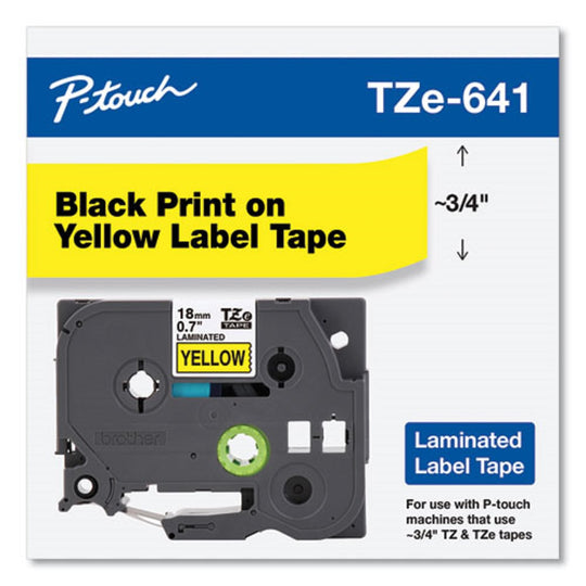 TZe STANDARD ADHESIVE LAMINATED LABELING TAPE - BLACK on YELLOW