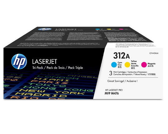 HP 312A ORIGINAL CYAN, MAGENTA, YELLOW TONER CARTRIDGE