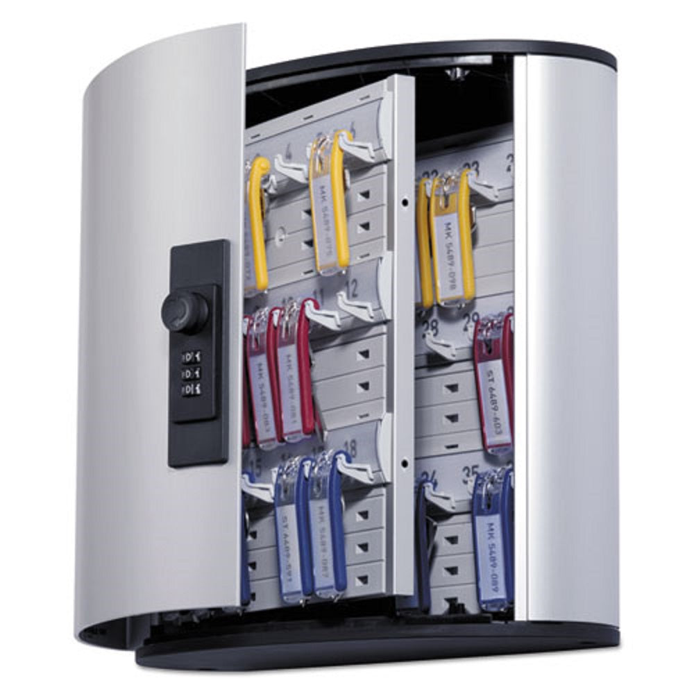 LOCKING KEY CABINET - 36 KEY - BRUSHED ALUMINUM - SILVER