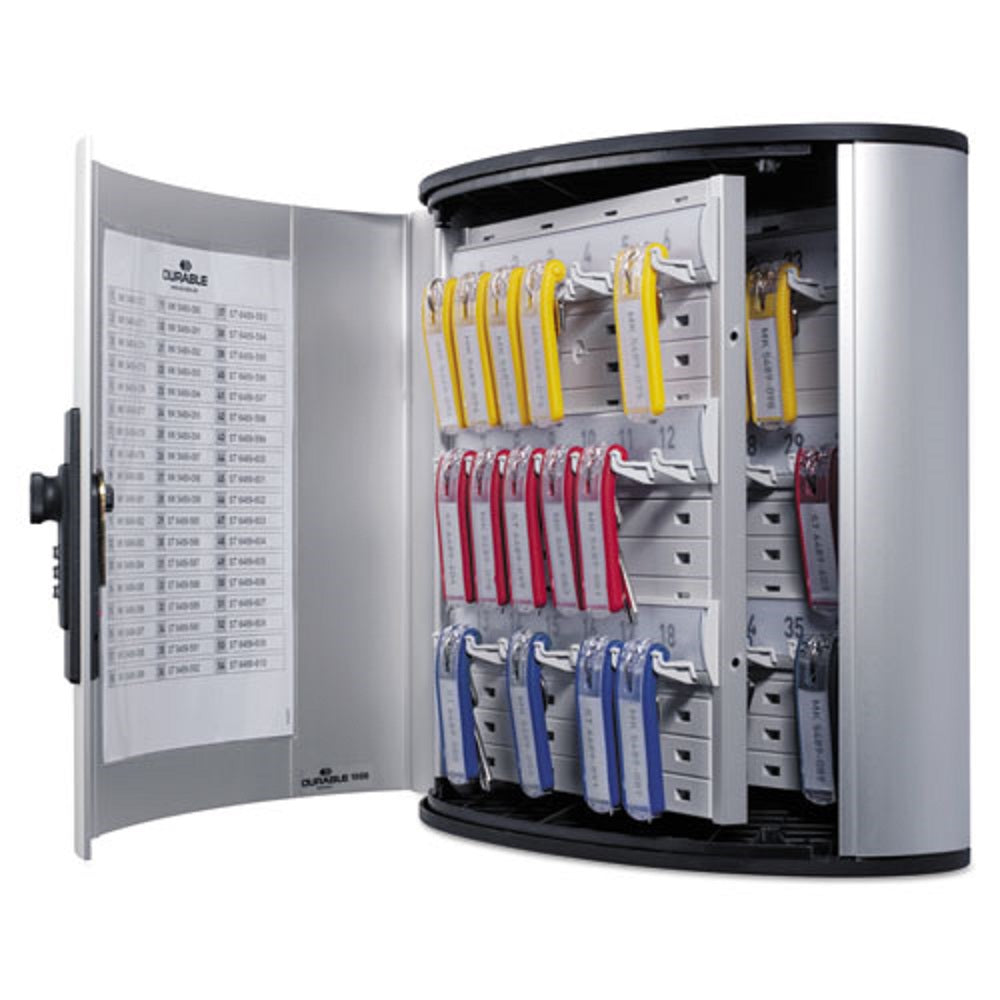 LOCKING KEY CABINET - 36 KEY - BRUSHED ALUMINUM - SILVER