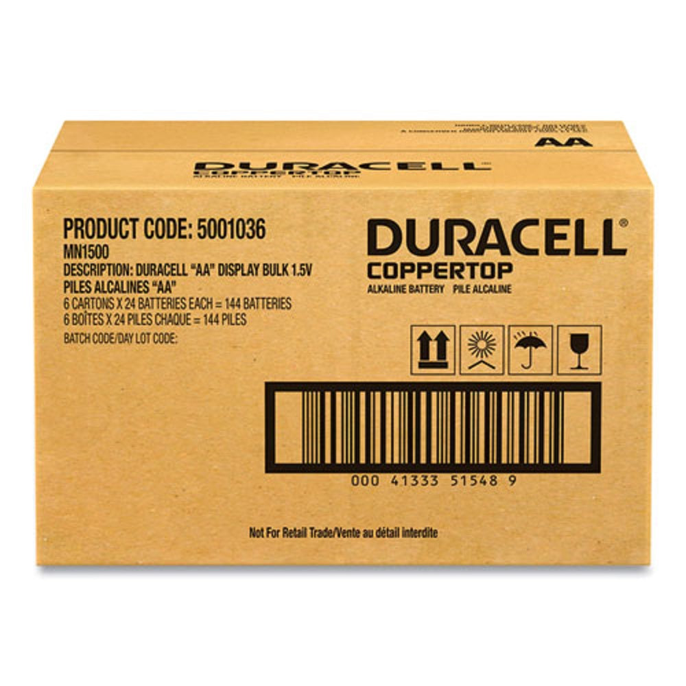 DURACELL® COPPERTOP ALKALINE AA BATTERIES - 144/CARTON