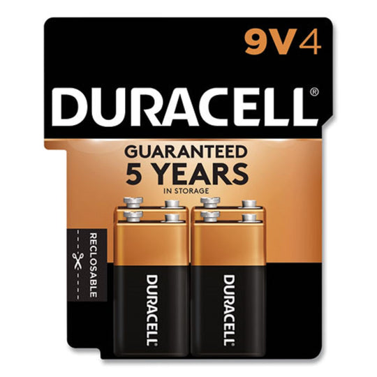 DURACELL® COPPERTOP ALKALINE 9V BATTERIES - 4/PACK