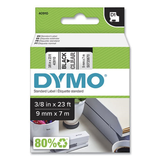 D1 HIGH PERFORMANCE POLYESTER REMOVABLE LABEL TAPE - BLACK ON CLEAR