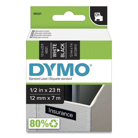 D1 HIGH PERFORMANCE POLYESTER REMOVABLE LABEL TAPE - WHITE ON BLACK