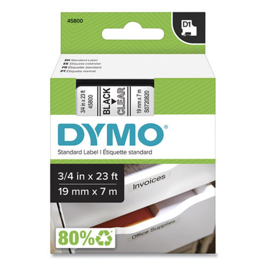 D1 HIGH PERFORMANCE POLYESTER REMOVABLE LABEL TAPE - BLACK ON CLEAR