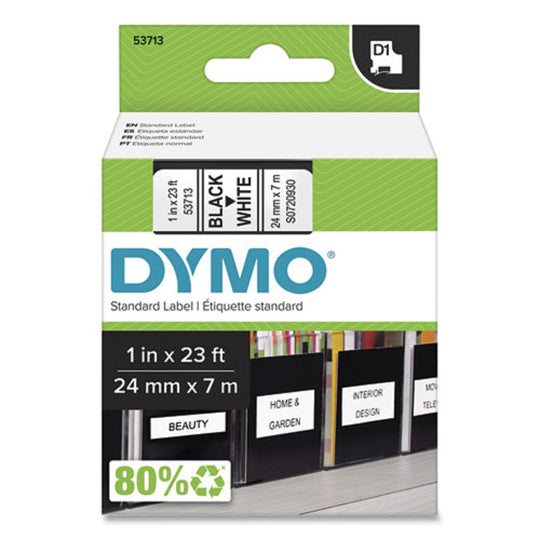 D1 HIGH PERFORMANCE POLYESTER REMOVABLE LABEL TAPE - BLACK ON WHITE