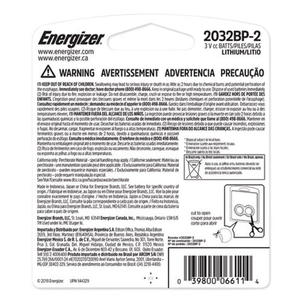 ENERGIZER® 2032 LITHIUM COIN BATTERIES - 2/PACK