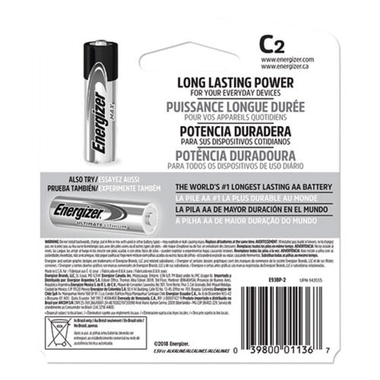 ENERGIZER® MAZ ALKALINE C BATTERY - 2/PACK